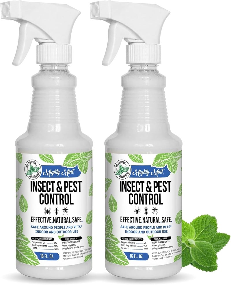Mighty Mint Peppermint Oil Insect Repellent Spray – Natural Indoor & Outdoor Bug Control for Spiders, Ants, Roaches, and More – Plant-Based, Extra-Strong Formula - 16 oz (Pack of 2) - Image 1